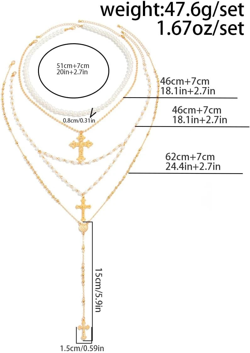 Layered Cross Necklace Set