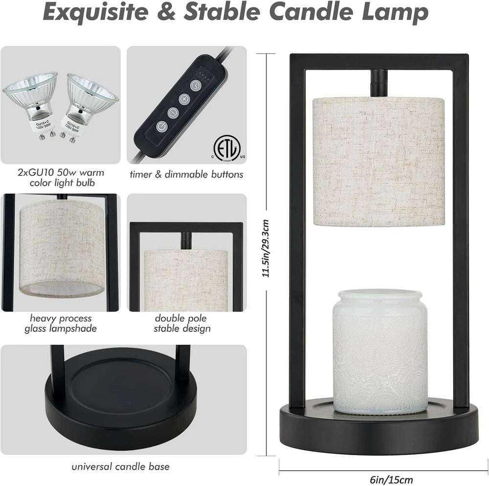 Linen Shade Candle Warmer Lamp
