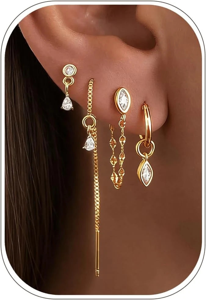 Gold Chain Earring Stack