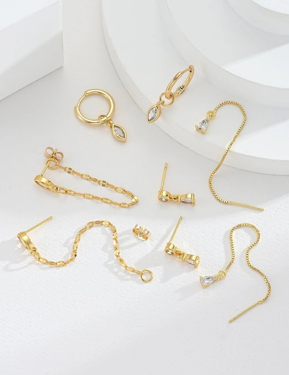 Gold Chain Earring Stack