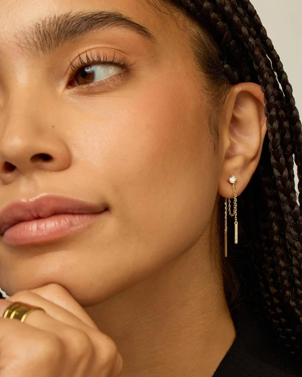 Gold Plated Chain Drop Earrings