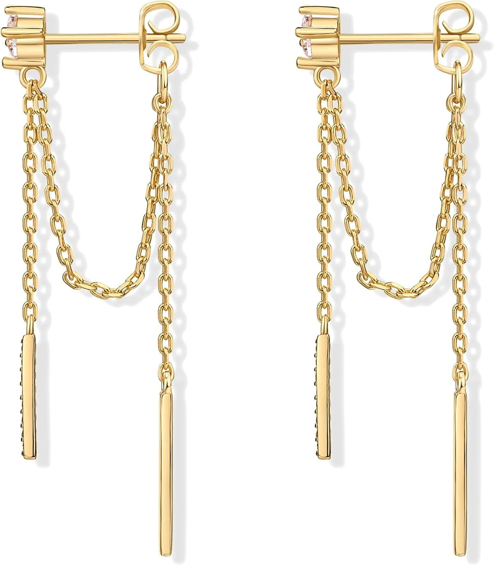 Gold Plated Chain Drop Earrings
