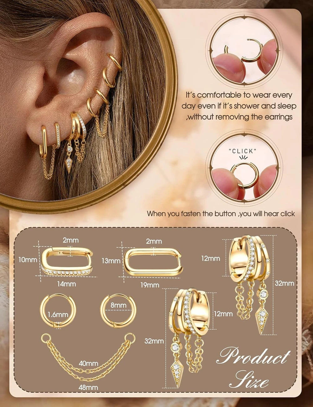 Gold Plated Hoop Earring Set