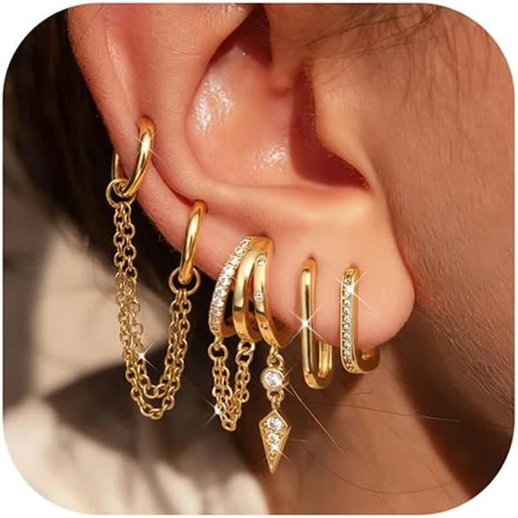 Gold Plated Hoop Earring Set