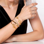Gold Plated Floral Bangle Bracelet Set