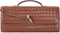 Woven Leather Shoulder Clutch