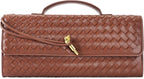 Woven Leather Shoulder Clutch