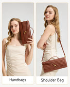 Woven Leather Shoulder Clutch