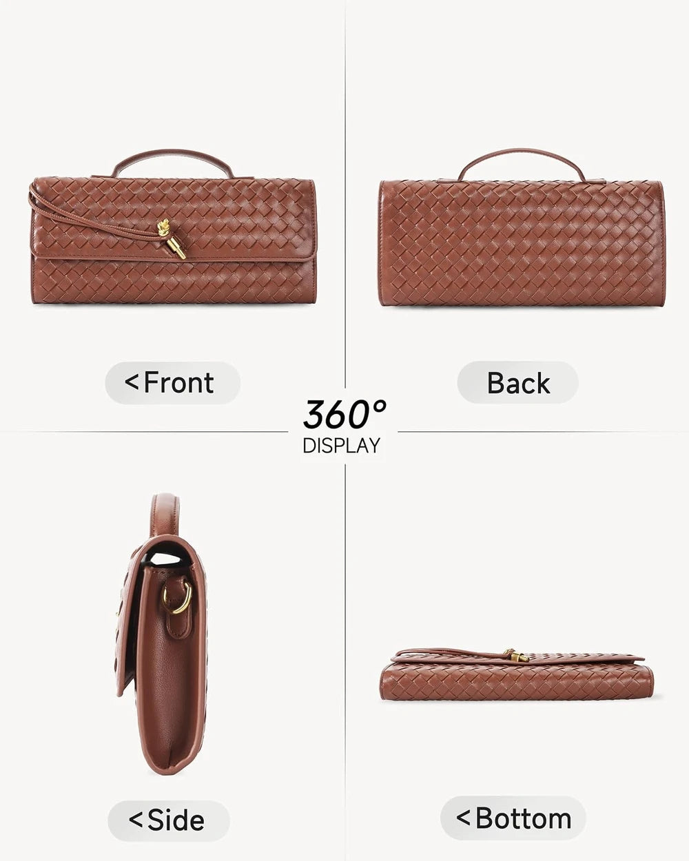 Woven Leather Shoulder Clutch