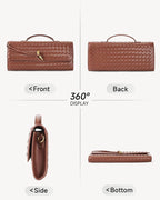 Woven Leather Shoulder Clutch