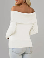 Ribbed Knit Off-The-Shoulder Sweater