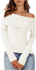 Ribbed Knit Off-The-Shoulder Sweater