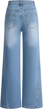 Stretchy High Waisted Wide Leg Jeans