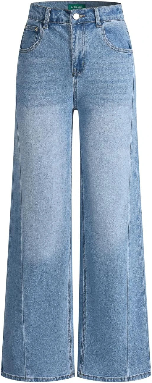 Stretchy High Waisted Wide Leg Jeans