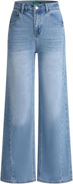 Stretchy High Waisted Wide Leg Jeans