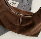 Faux Suede Shoulder Tote