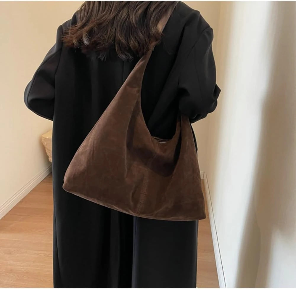 Faux Suede Shoulder Tote