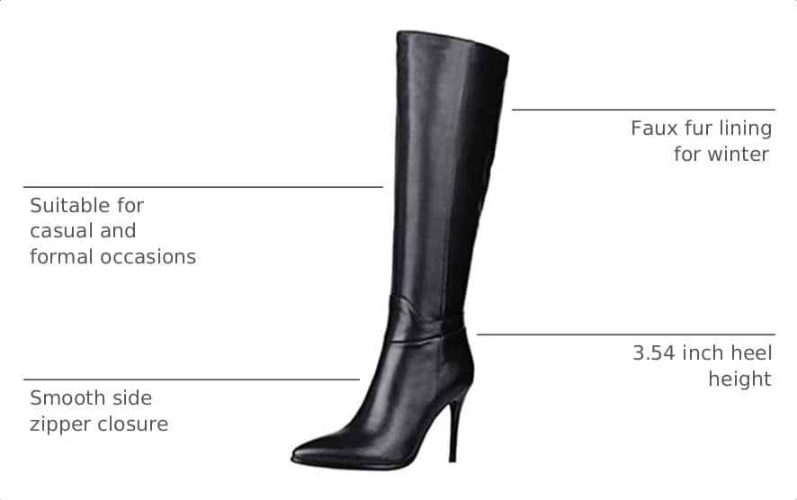 Pointed Toe Stiletto Knee High Boots