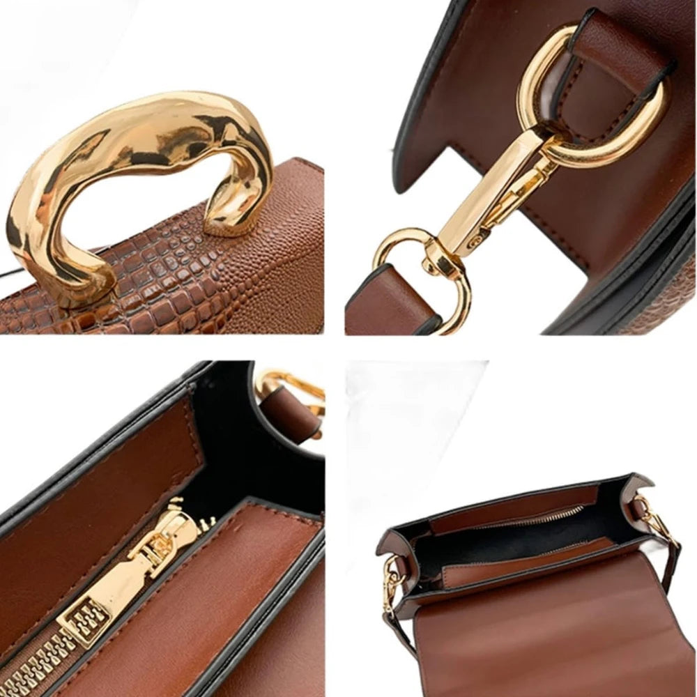Crocodile Pattern Vegan Leather Evening Clutch