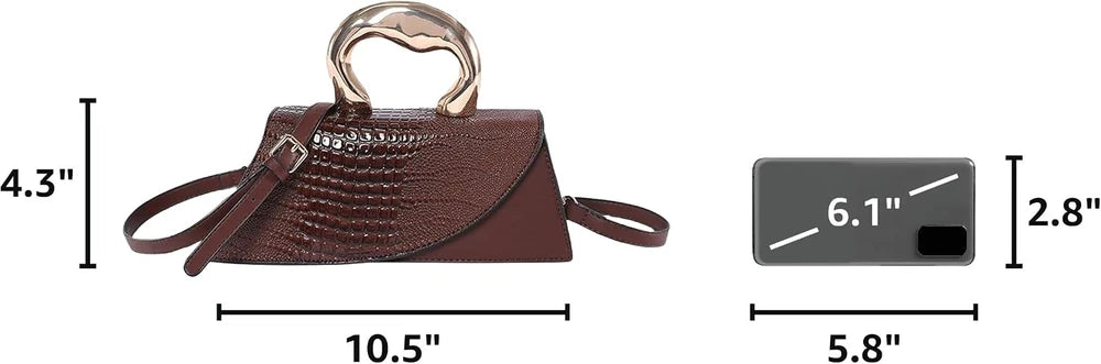 Crocodile Pattern Vegan Leather Evening Clutch