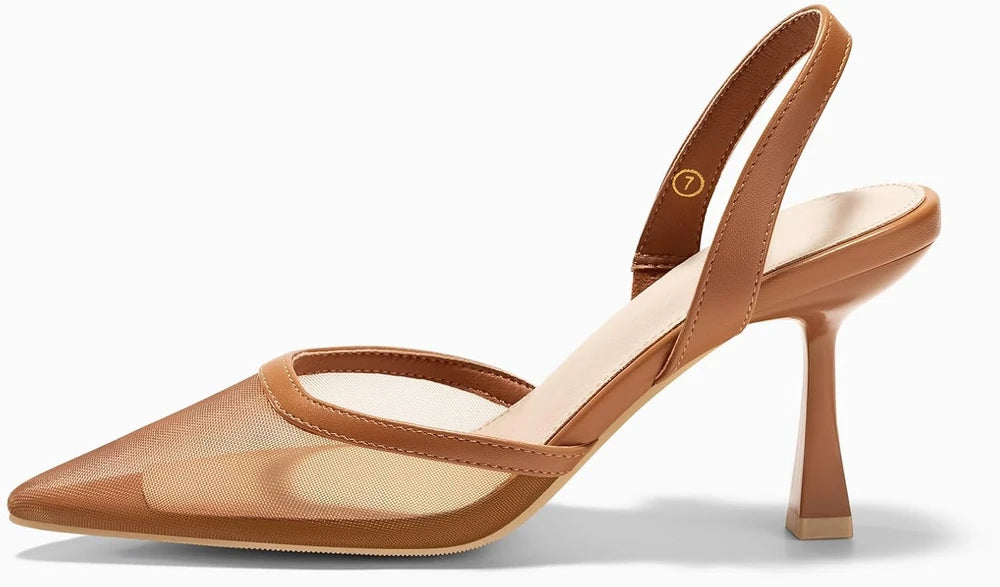 Mesh Kitten Heel Slingback