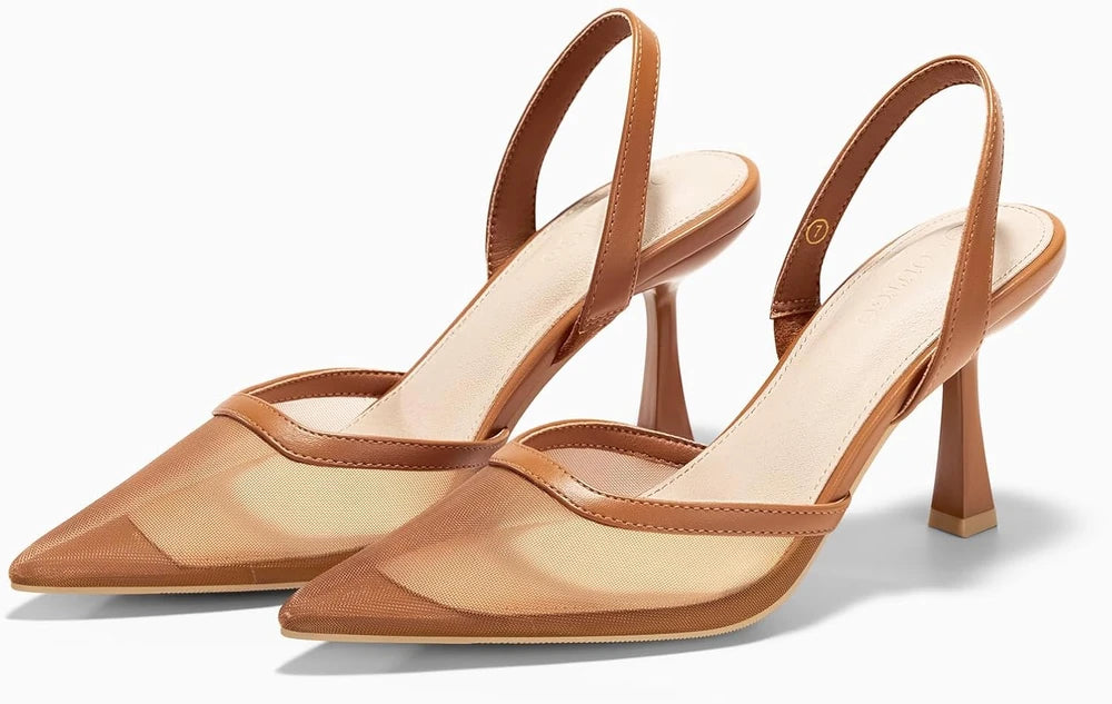 Mesh Kitten Heel Slingback