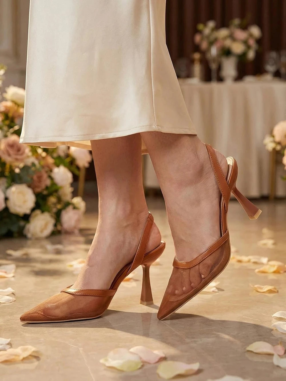 Mesh Kitten Heel Slingback