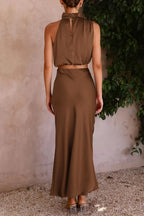 Satin Two Piece Skirt Set
