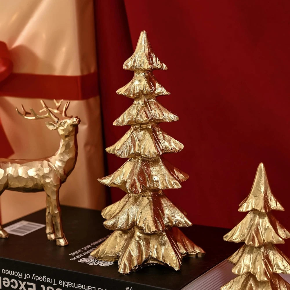 Gold Resin Christmas Tree Figurines