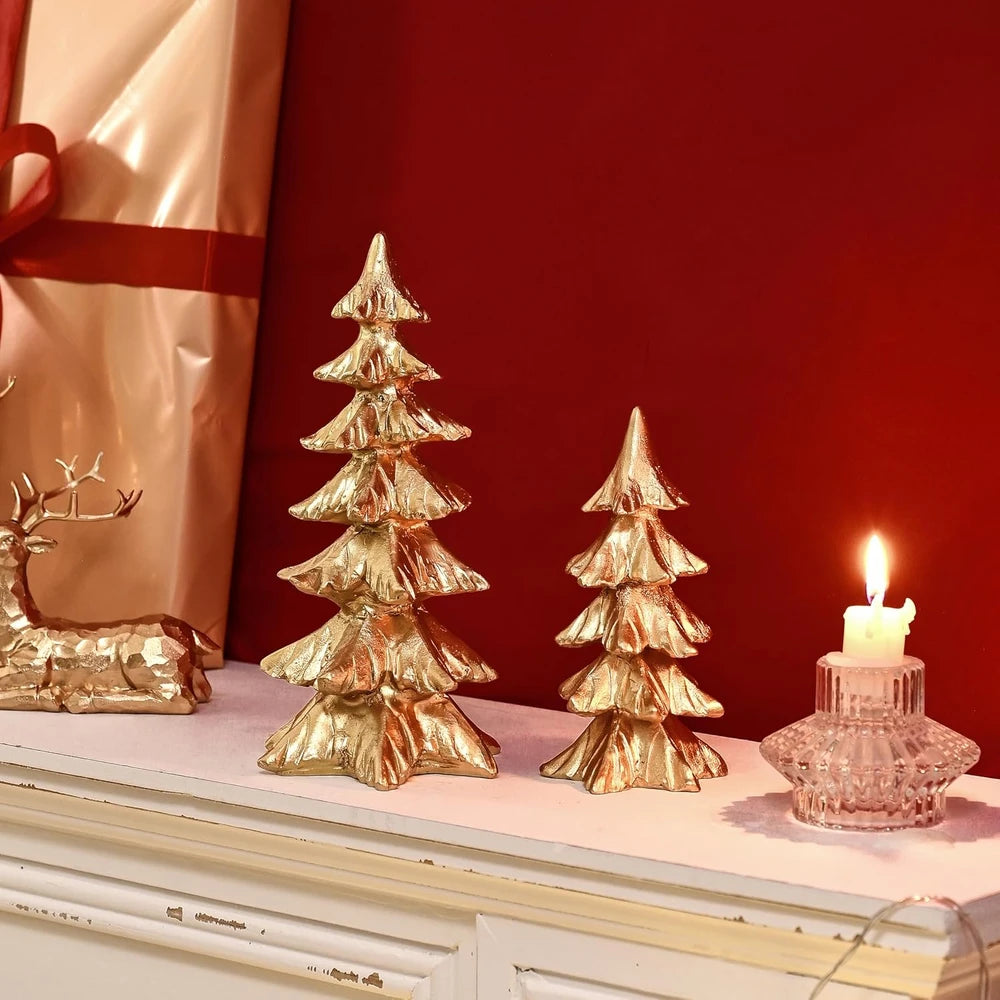 Gold Resin Christmas Tree Figurines