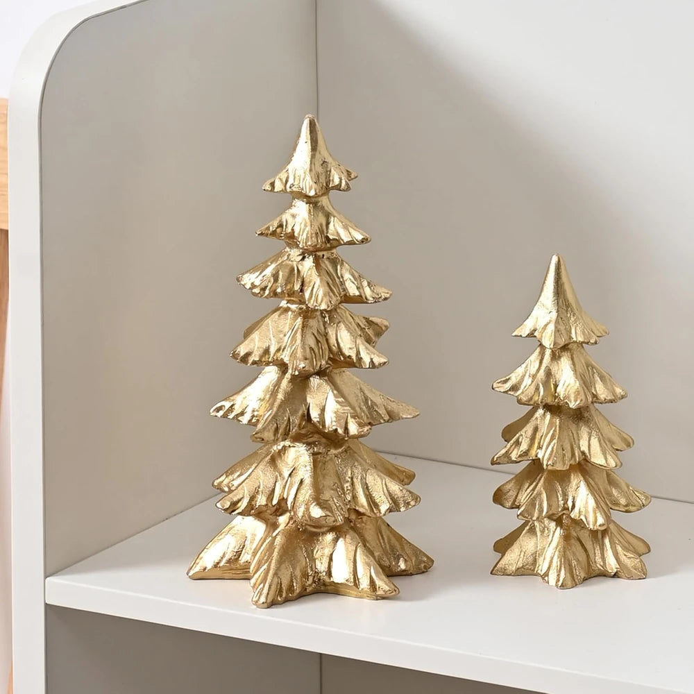 Gold Resin Christmas Tree Figurines