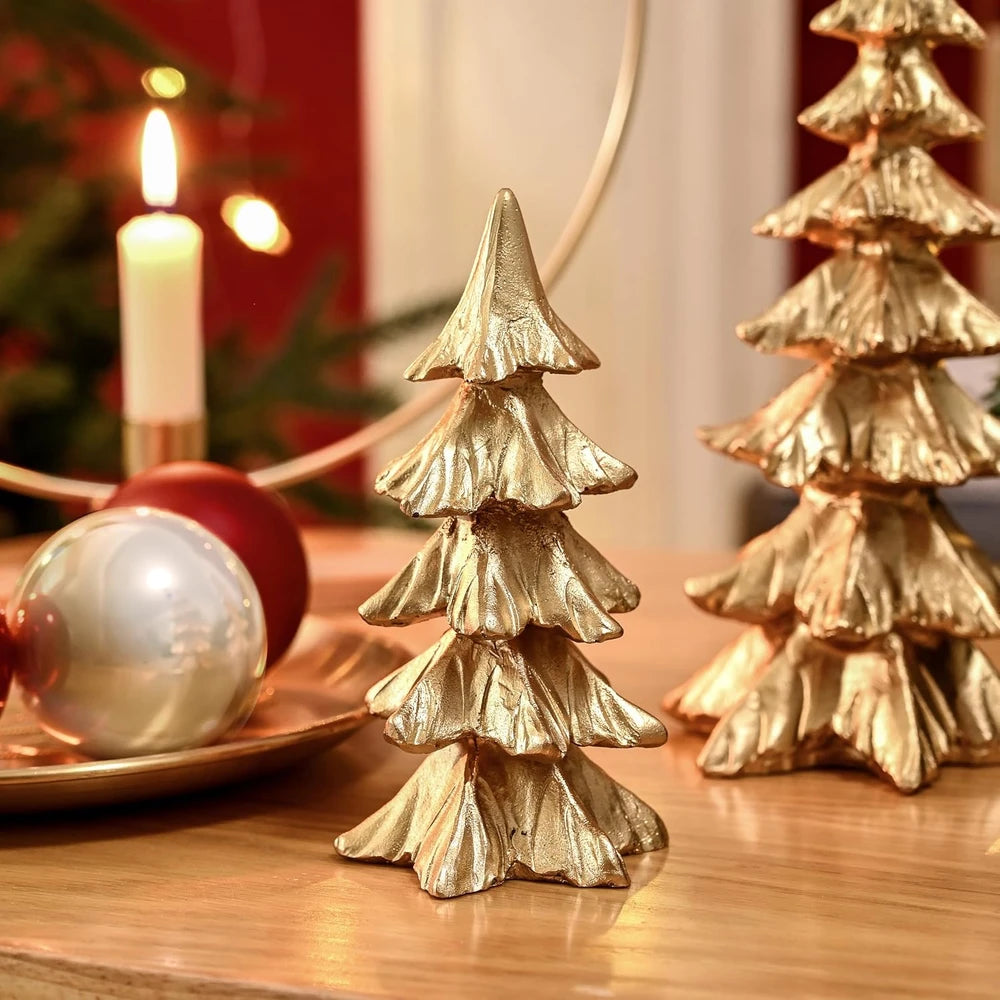 Gold Resin Christmas Tree Figurines