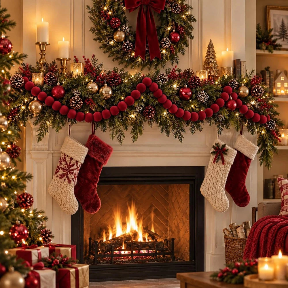 Velvet Christmas Bead Garland