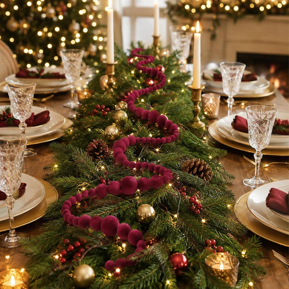 Red Velvet Christmas Bead Garland