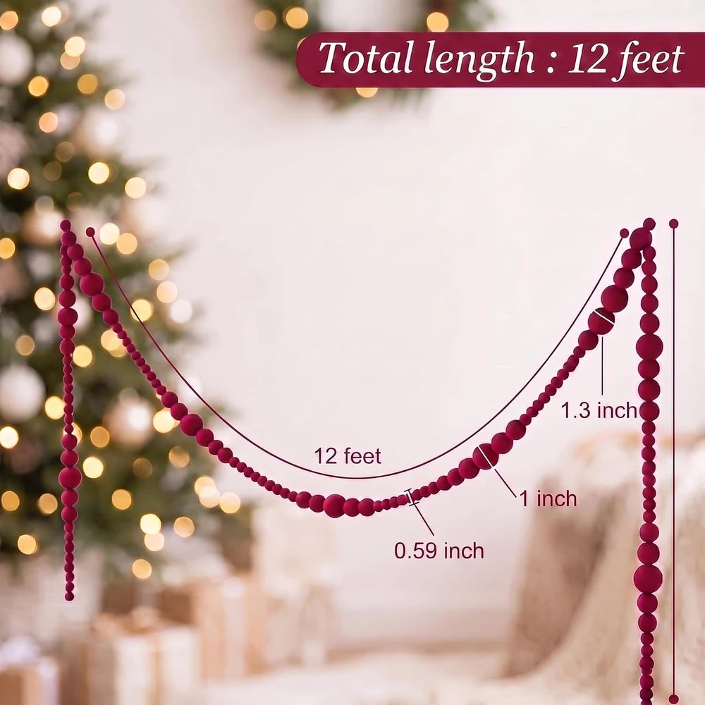 Red Velvet Christmas Bead Garland