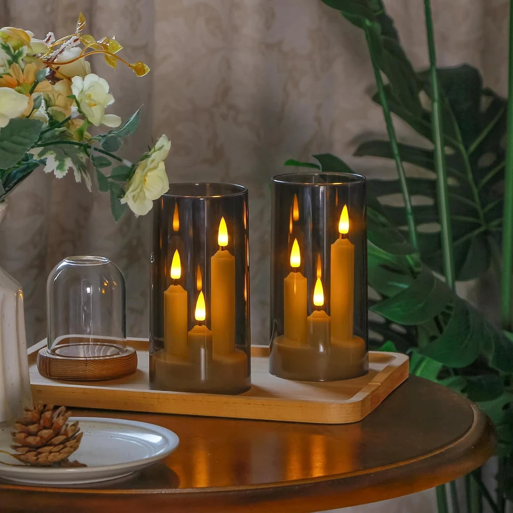 Acrylic Flameless Pillar Candle Set
