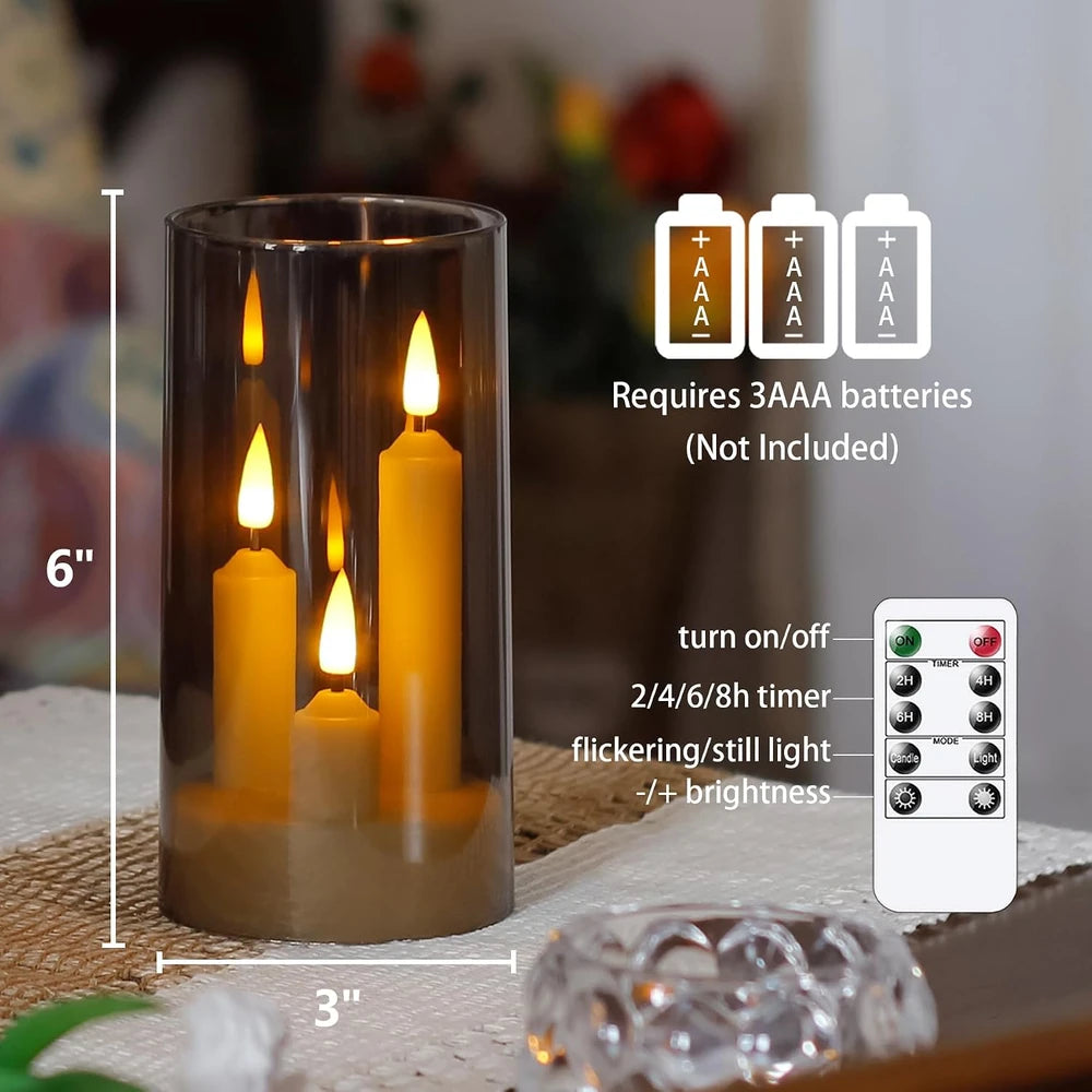 Acrylic Flameless Pillar Candle Set