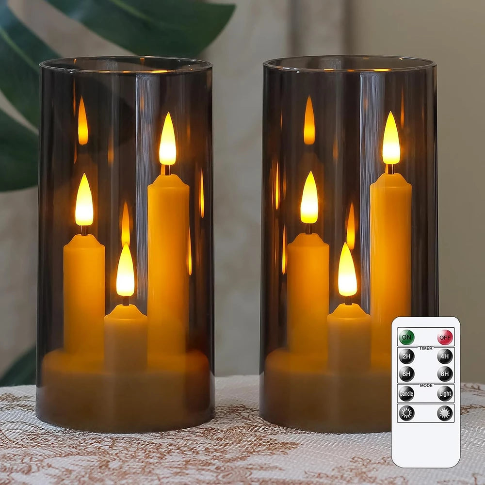 Acrylic Flameless Pillar Candle Set