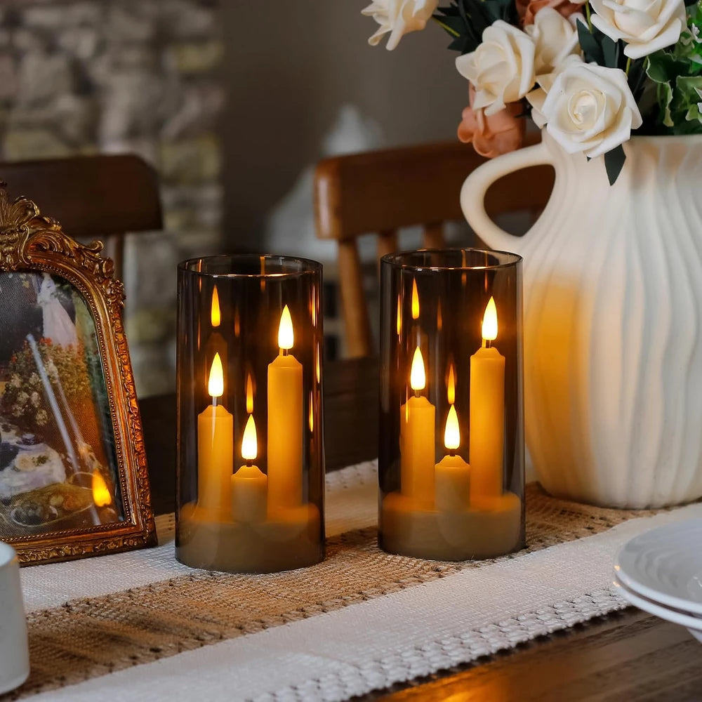 Acrylic Flameless Pillar Candle Set