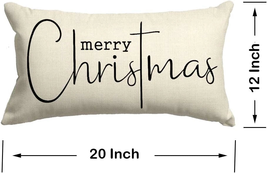 Christmas Linen Throw Pillow Cover