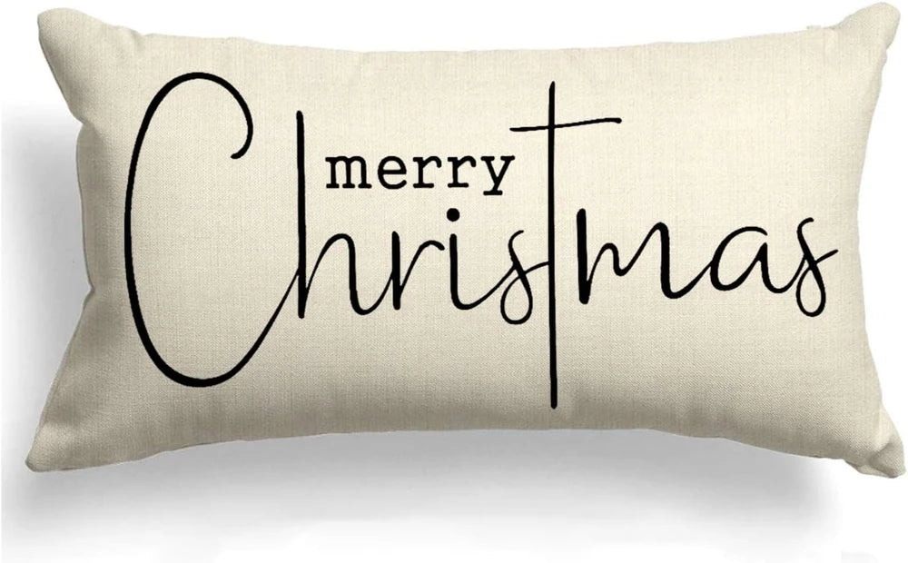Christmas Linen Throw Pillow Cover