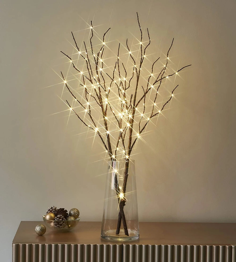 Lighted Brown Willow Branches
