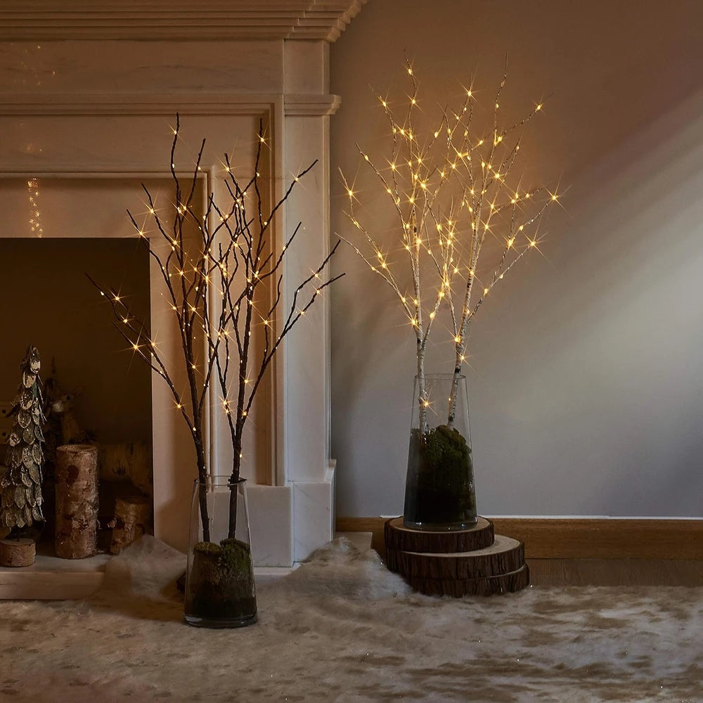 Lighted Brown Willow Branches