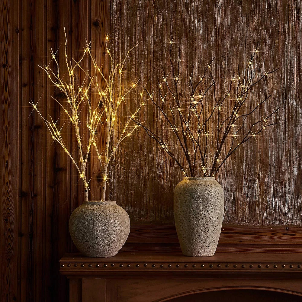 Lighted Brown Willow Branches