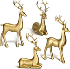 Gold Resin Reindeer Figurine Set
