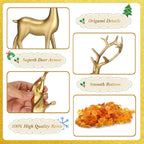 Gold Resin Reindeer Figurine Set