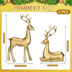 Gold Resin Reindeer Figurine Set