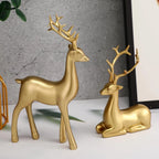 Gold Resin Reindeer Figurine Set