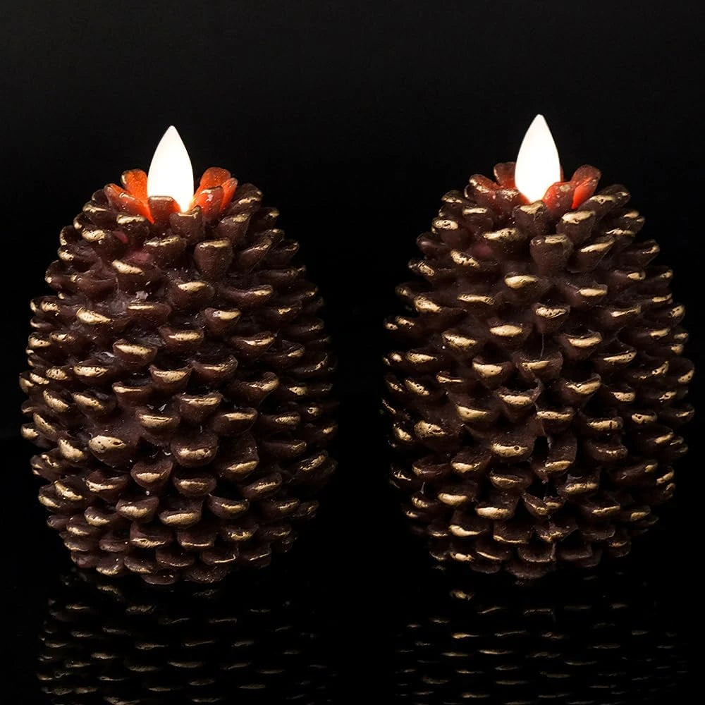 Wax Pine Cone Flameless Candle