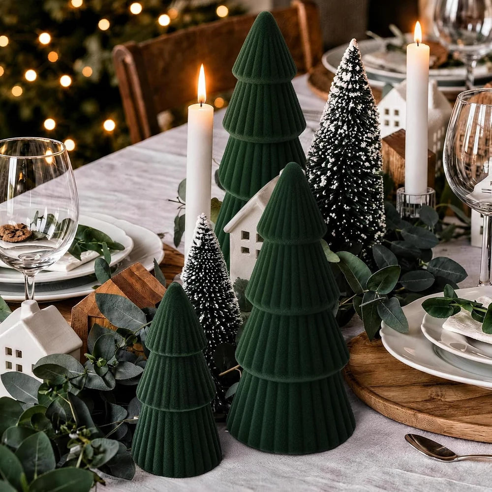 Velvet Ceramic Christmas Tree Set
